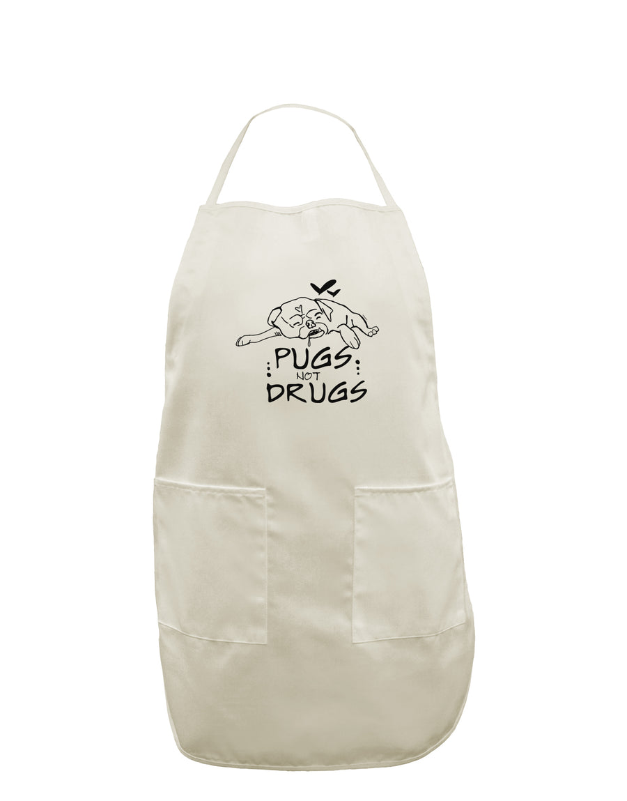 TooLoud Pugs Not Drugs White Plus Size Apron-Bib Apron-TooLoud-Davson Sales