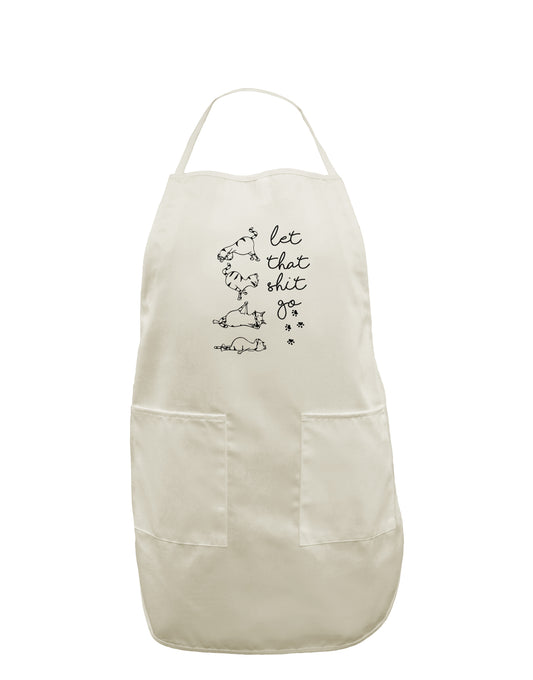TooLoud Let That Shit Go Cat Yoga White Plus Size Apron-Bib Apron-TooLoud-Davson Sales