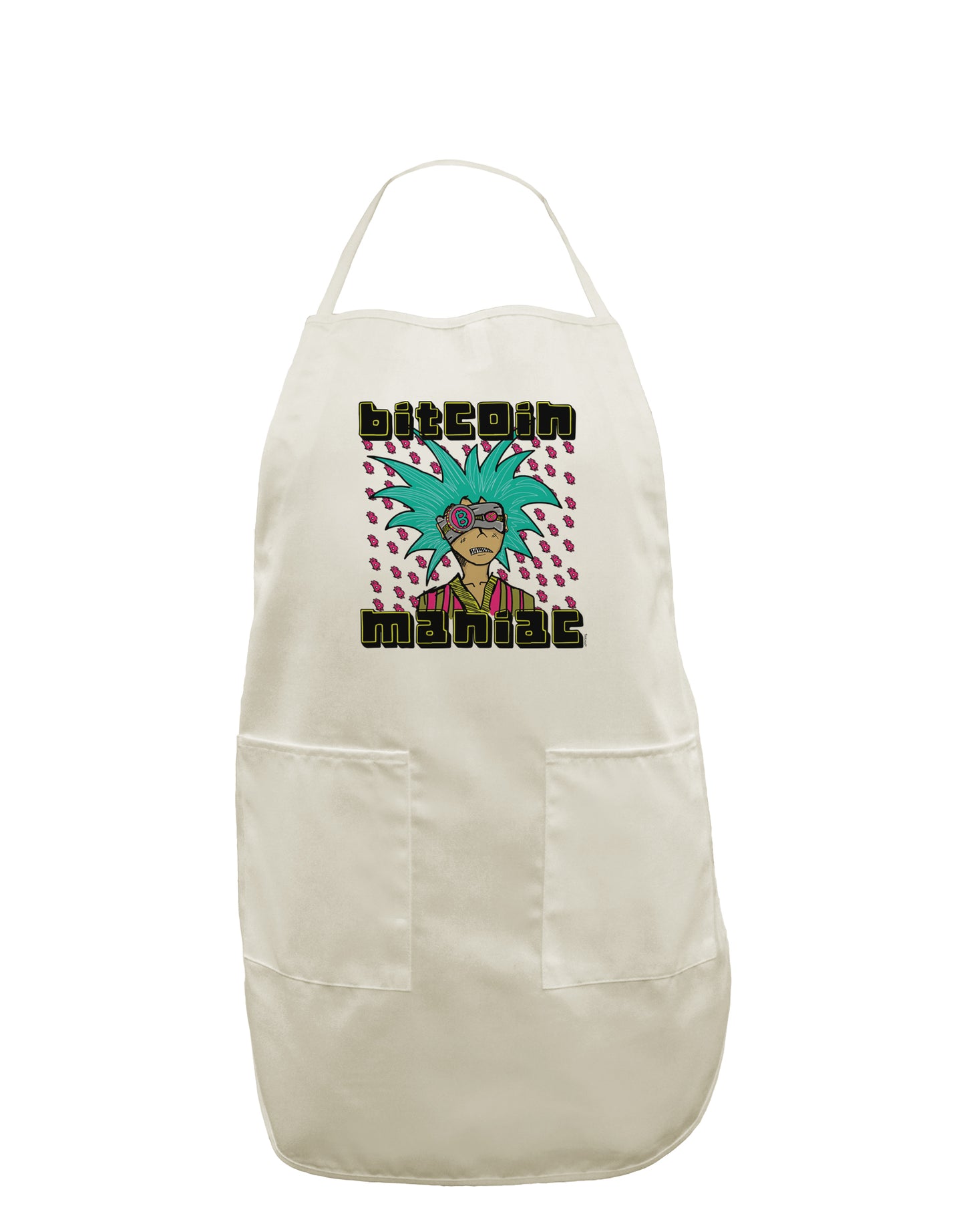TooLoud Bitcoin Maniac Crypto White Plus Size Apron-Bib Apron-TooLoud-Davson Sales