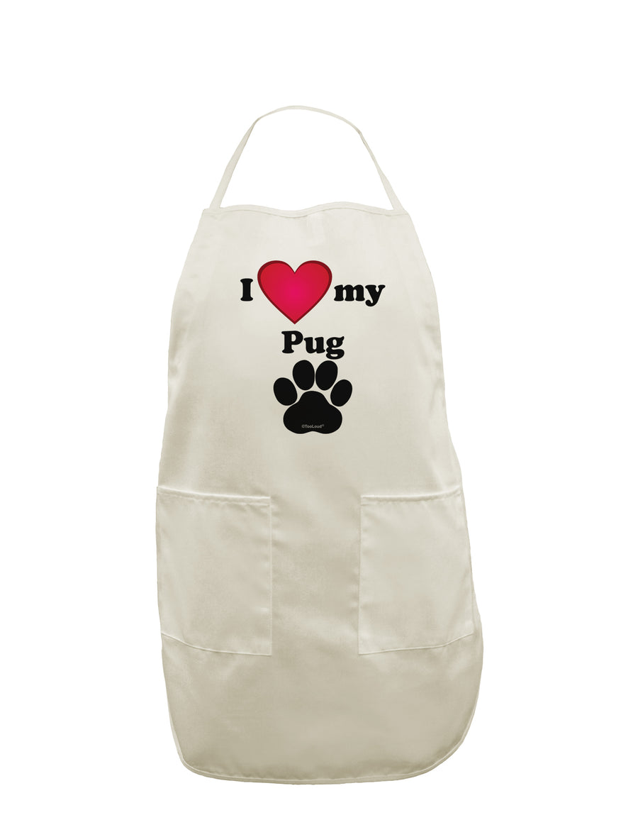 I Heart My Pug White Plus Size Apron by TooLoud-Bib Apron-TooLoud-White-OSFM-PlusSize-Davson Sales