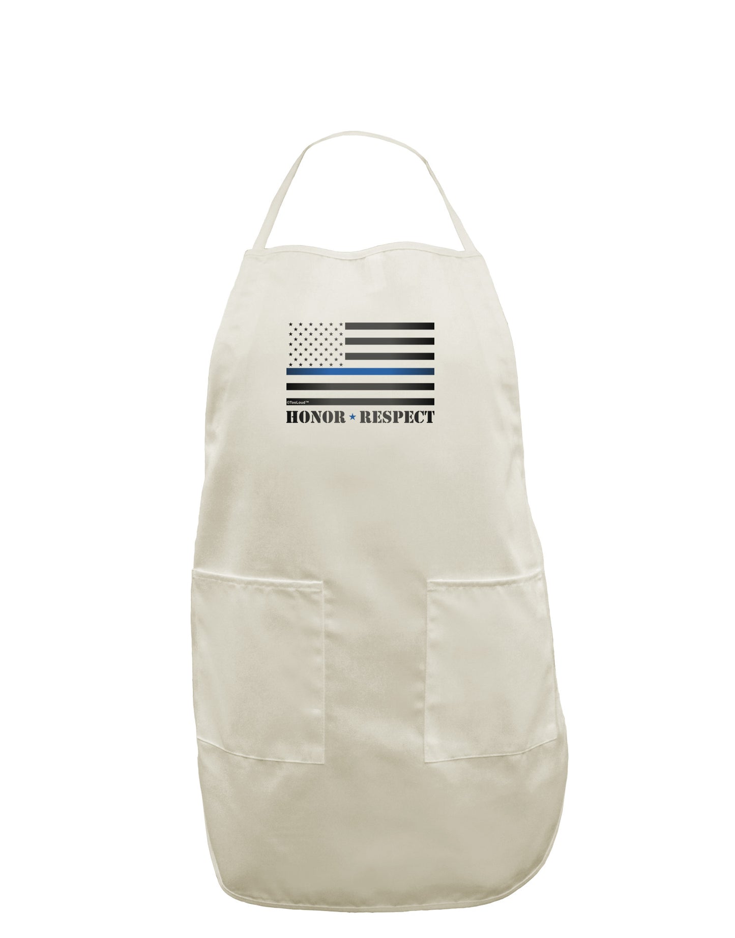 Honor Respect Blue Line White Plus Size Apron-Bib Apron-TooLoud-White-OSFM-PlusSize-Davson Sales