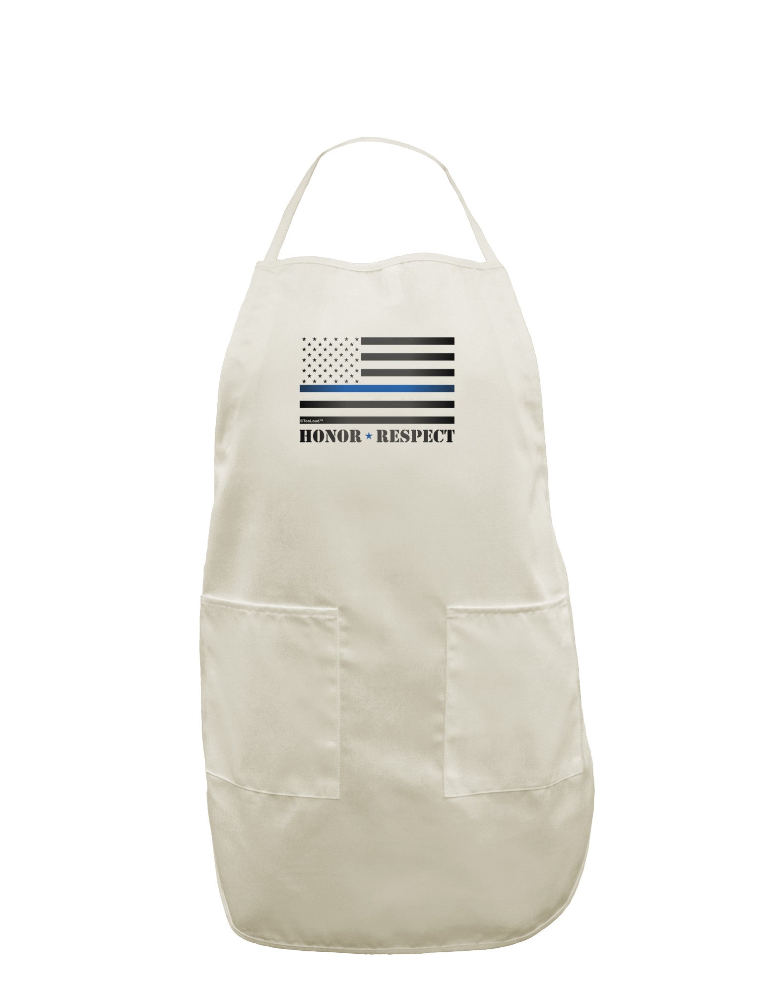 Honor Respect Blue Line White Plus Size Apron-Bib Apron-TooLoud-White-OSFM-PlusSize-Davson Sales