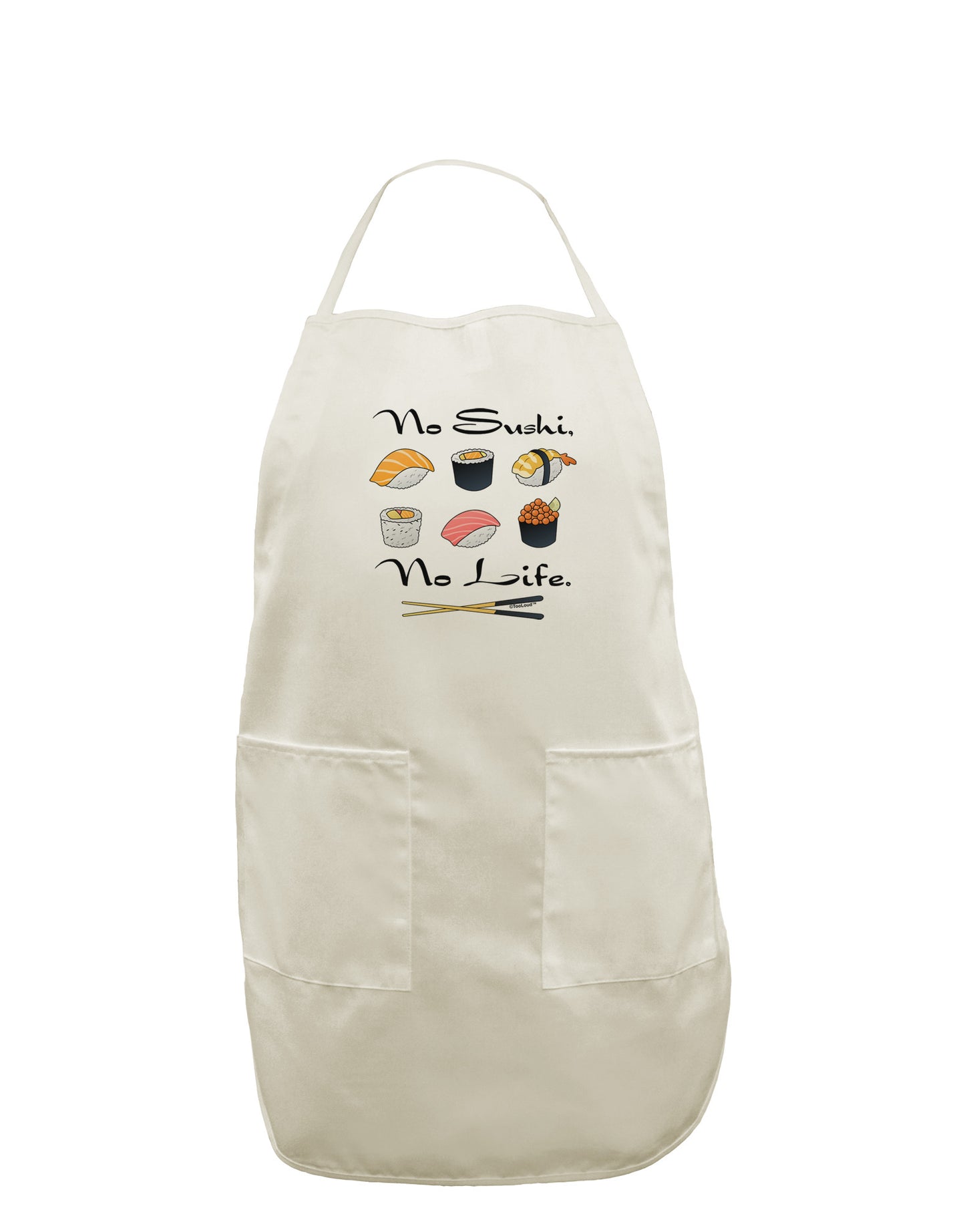 No Sushi No Life White Plus Size Apron-Bib Apron-TooLoud-White-OSFM-PlusSize-Davson Sales
