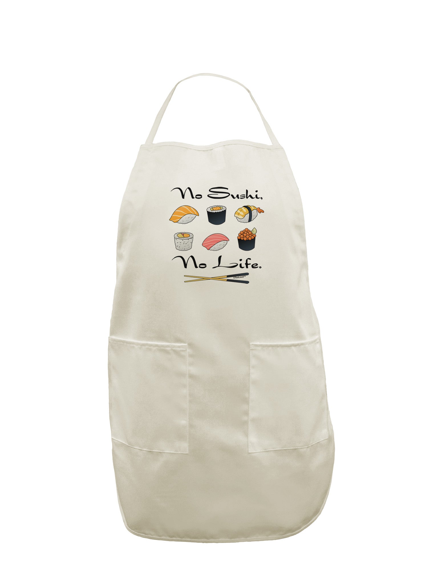No Sushi No Life White Plus Size Apron-Bib Apron-TooLoud-White-OSFM-PlusSize-Davson Sales