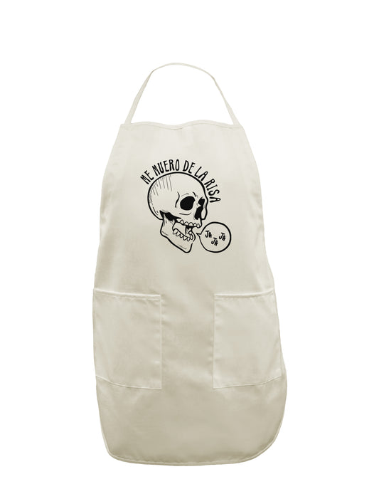 TooLoud Me Muero De La Risa Skull White Plus Size Apron-Bib Apron-TooLoud-Davson Sales