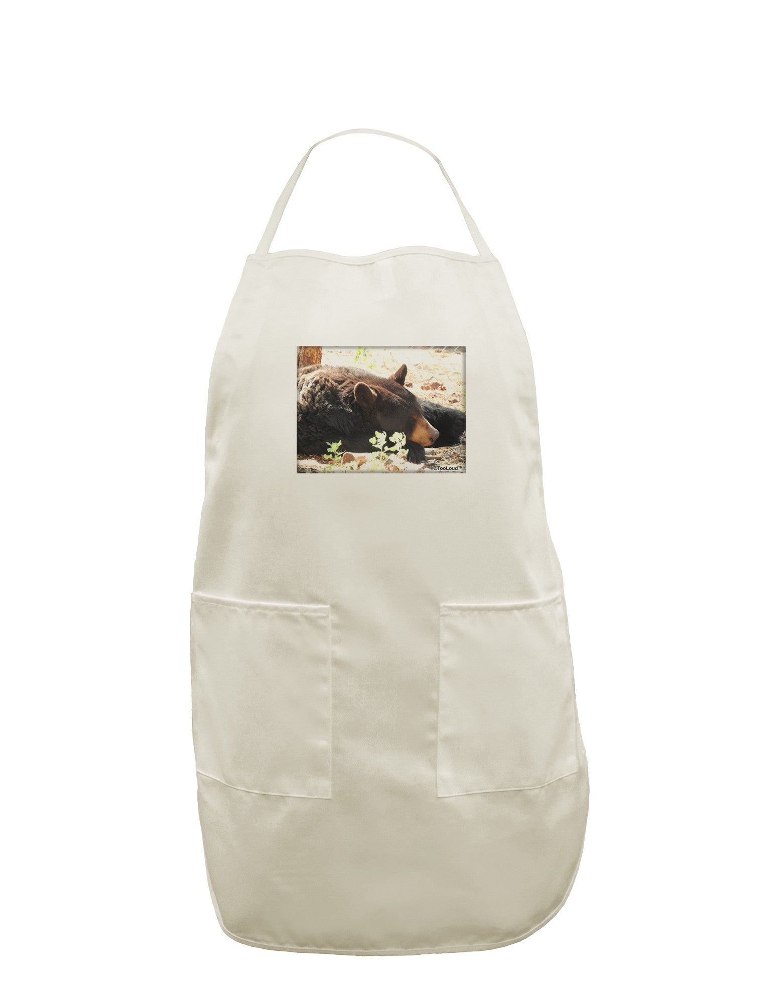 Laying Black Bear White Plus Size Apron-Bib Apron-TooLoud-White-OSFM-PlusSize-Davson Sales