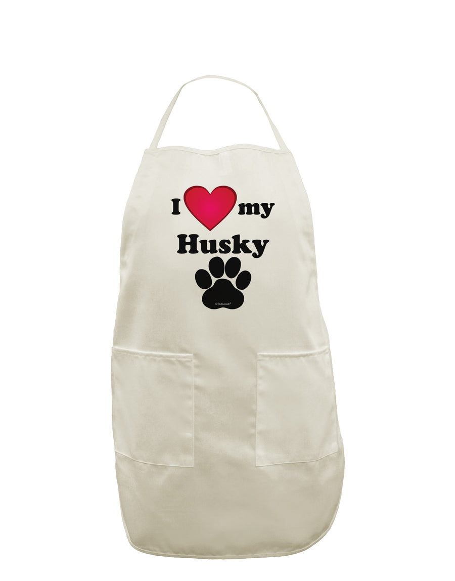 I Heart My Husky White Plus Size Apron by TooLoud-Bib Apron-TooLoud-White-OSFM-PlusSize-Davson Sales