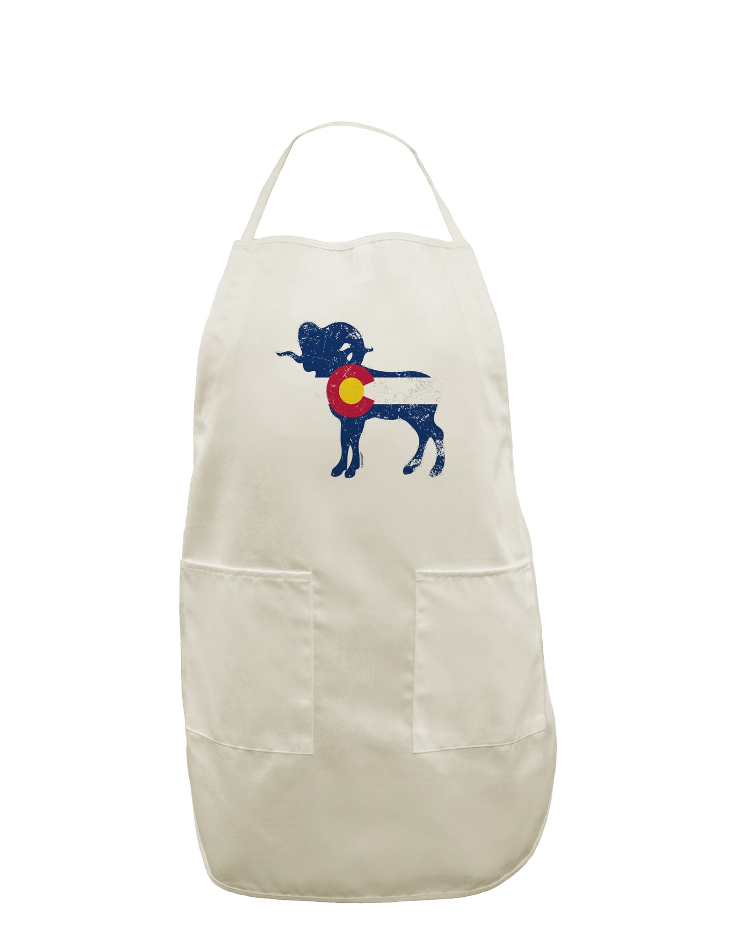 TooLoud Grunge Rocky Mountain Bighorn Sheep Flag White Plus Size Apron-Bib Apron-TooLoud-Davson Sales