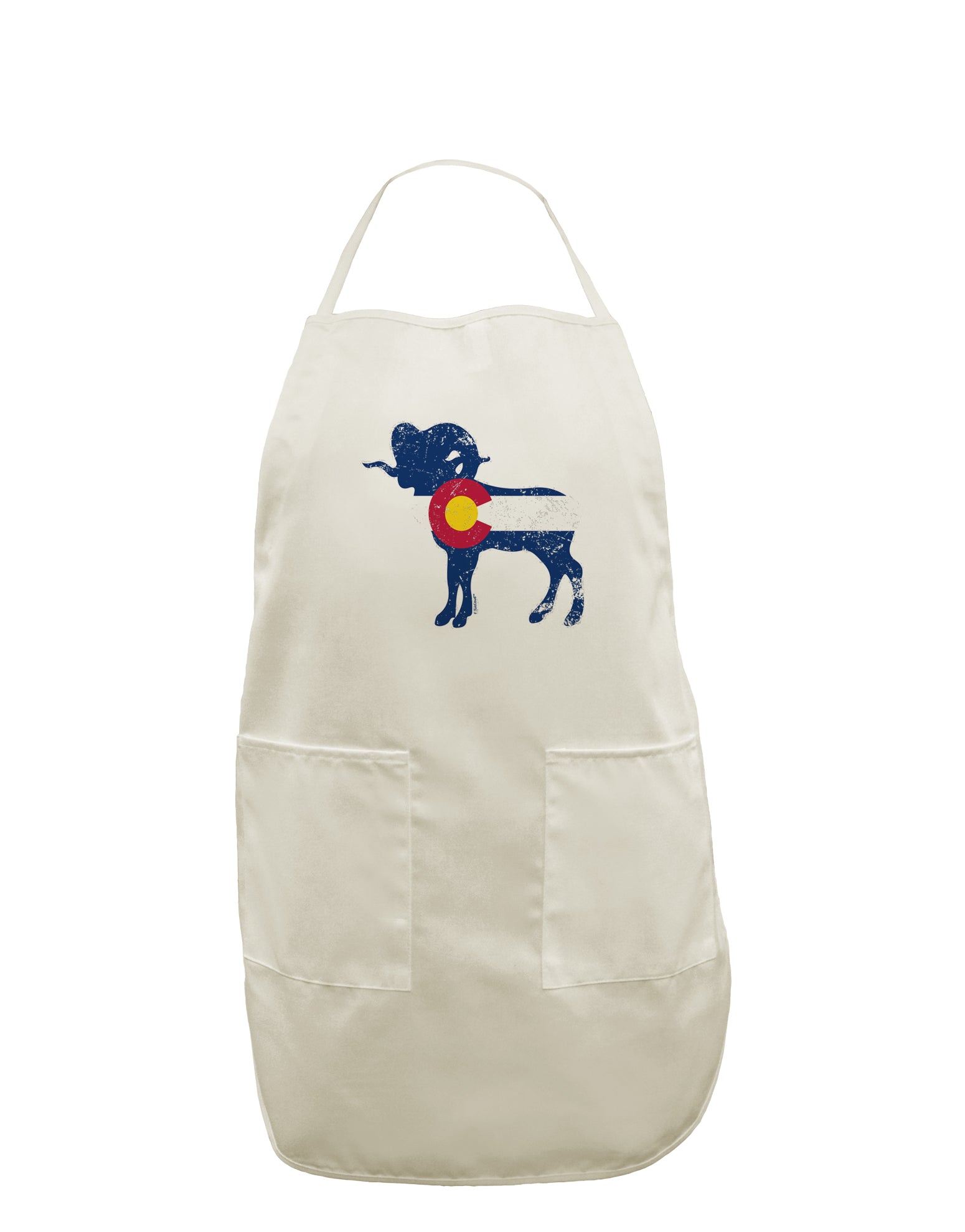 TooLoud Grunge Rocky Mountain Bighorn Sheep Flag White Plus Size Apron-Bib Apron-TooLoud-Davson Sales
