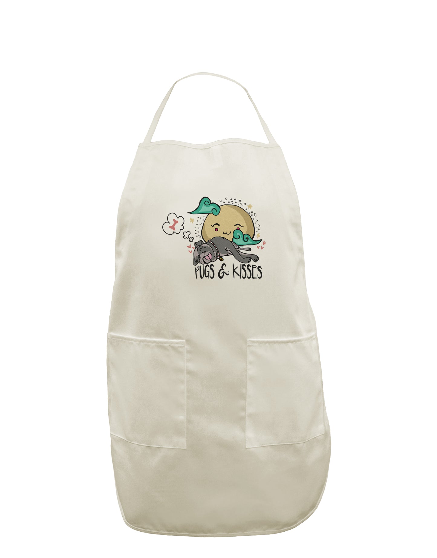 TooLoud Pugs and Kisses White Plus Size Apron-Bib Apron-TooLoud-Davson Sales