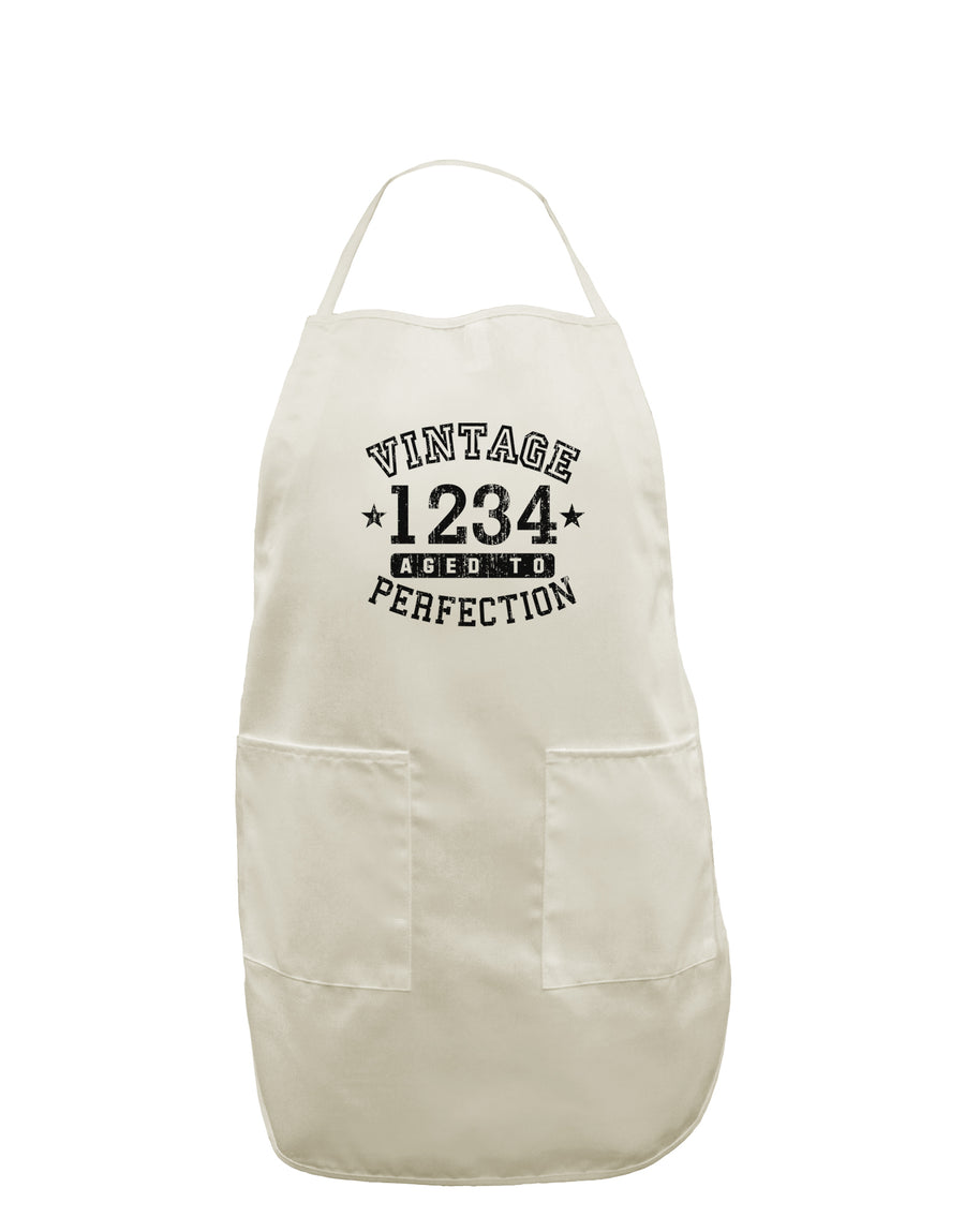 Personalized Vintage Birth Year Distressed White Plus Size Apron by TooLoud-Bib Apron-TooLoud-White-OSFM-PlusSize-Davson Sales