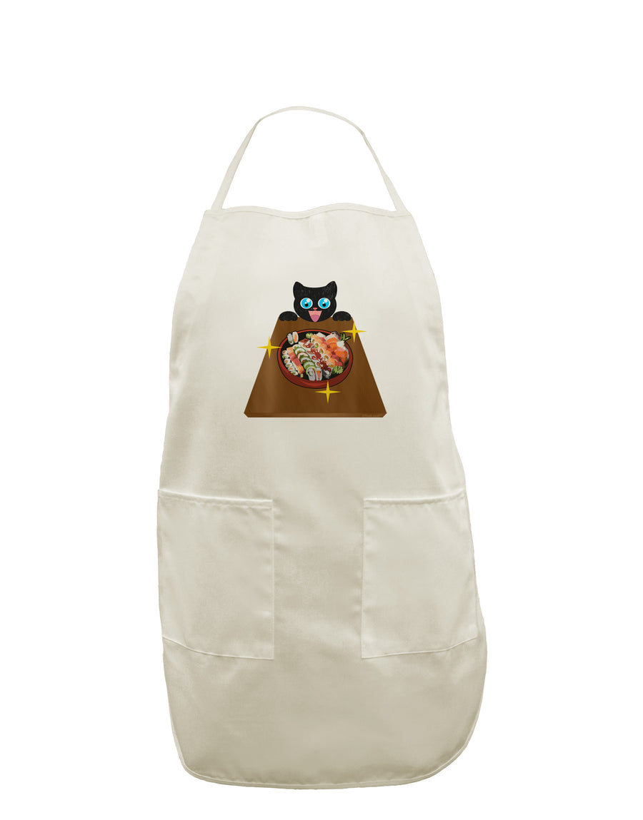 Anime Cat Loves Sushi White Plus Size Apron by TooLoud-Bib Apron-TooLoud-White-OSFM-PlusSize-Davson Sales