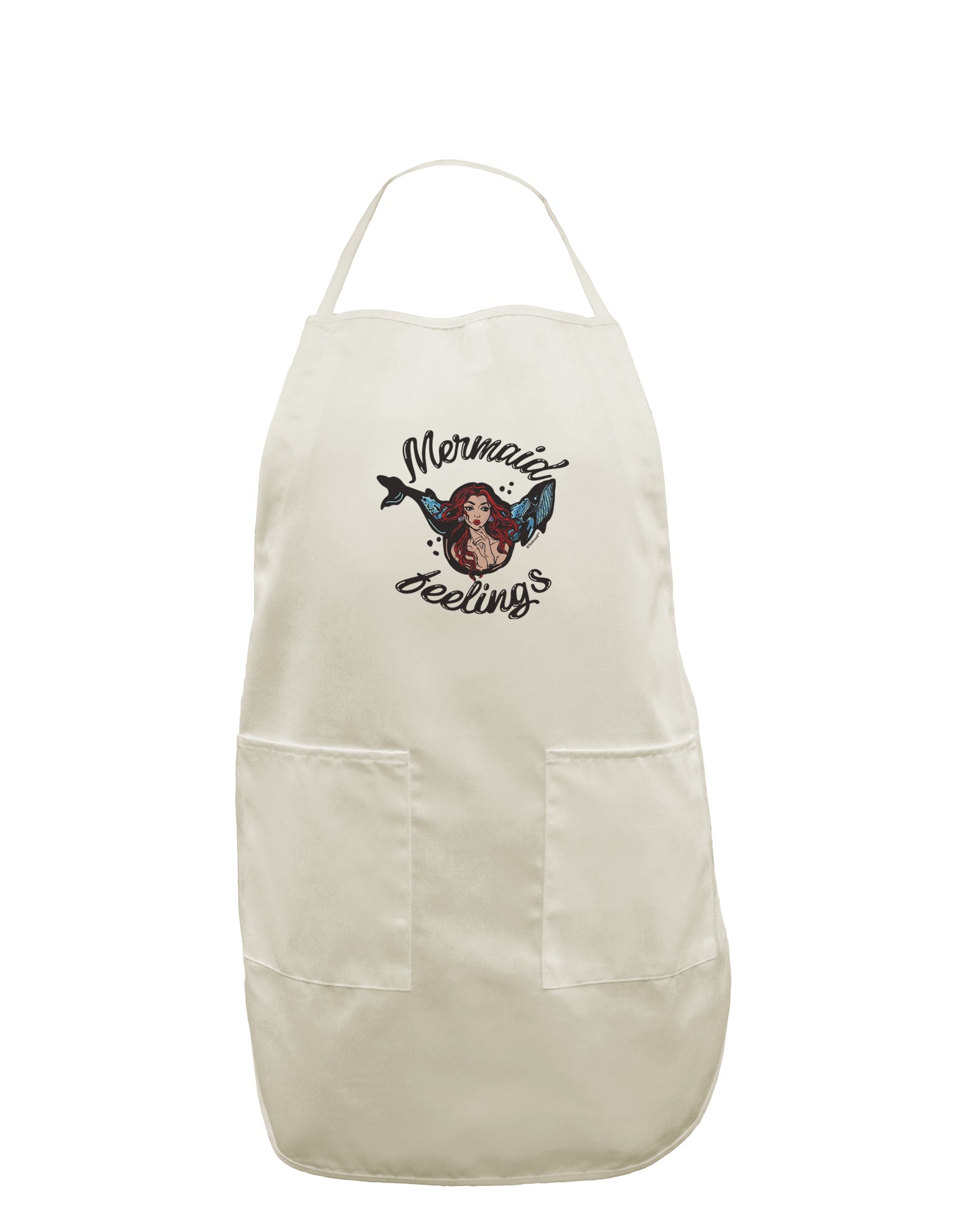 TooLoud Mermaid Feelings White Plus Size Apron-Bib Apron-TooLoud-Davson Sales