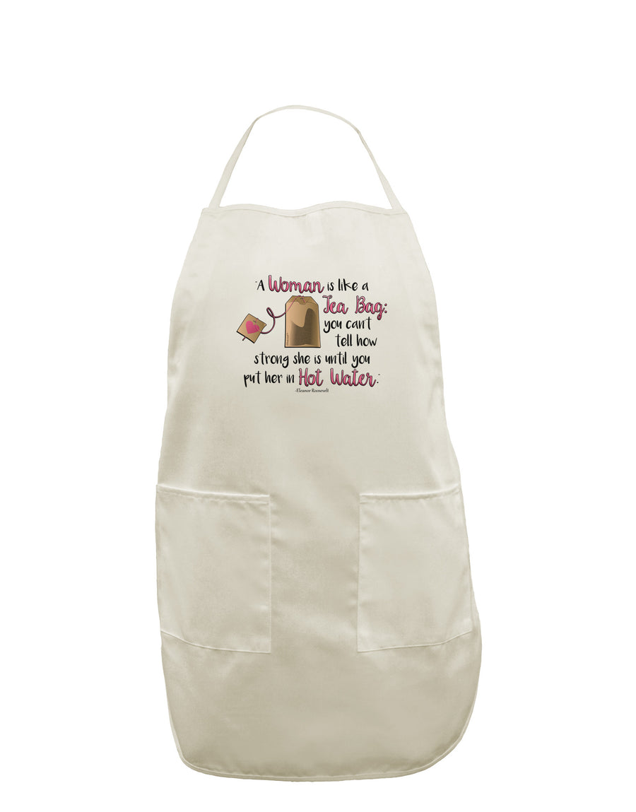 TooLoud Woman Like A Tea Bag Eleanor R White Plus Size Apron-Bib Apron-TooLoud-White-OSFM-PlusSize-Davson Sales