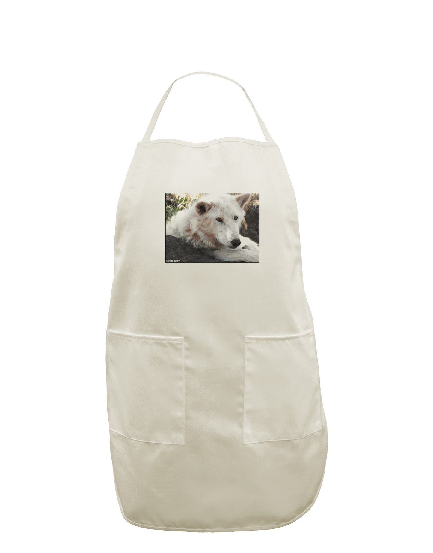 Laying White Wolf White Plus Size Apron-Bib Apron-TooLoud-White-OSFM-PlusSize-Davson Sales