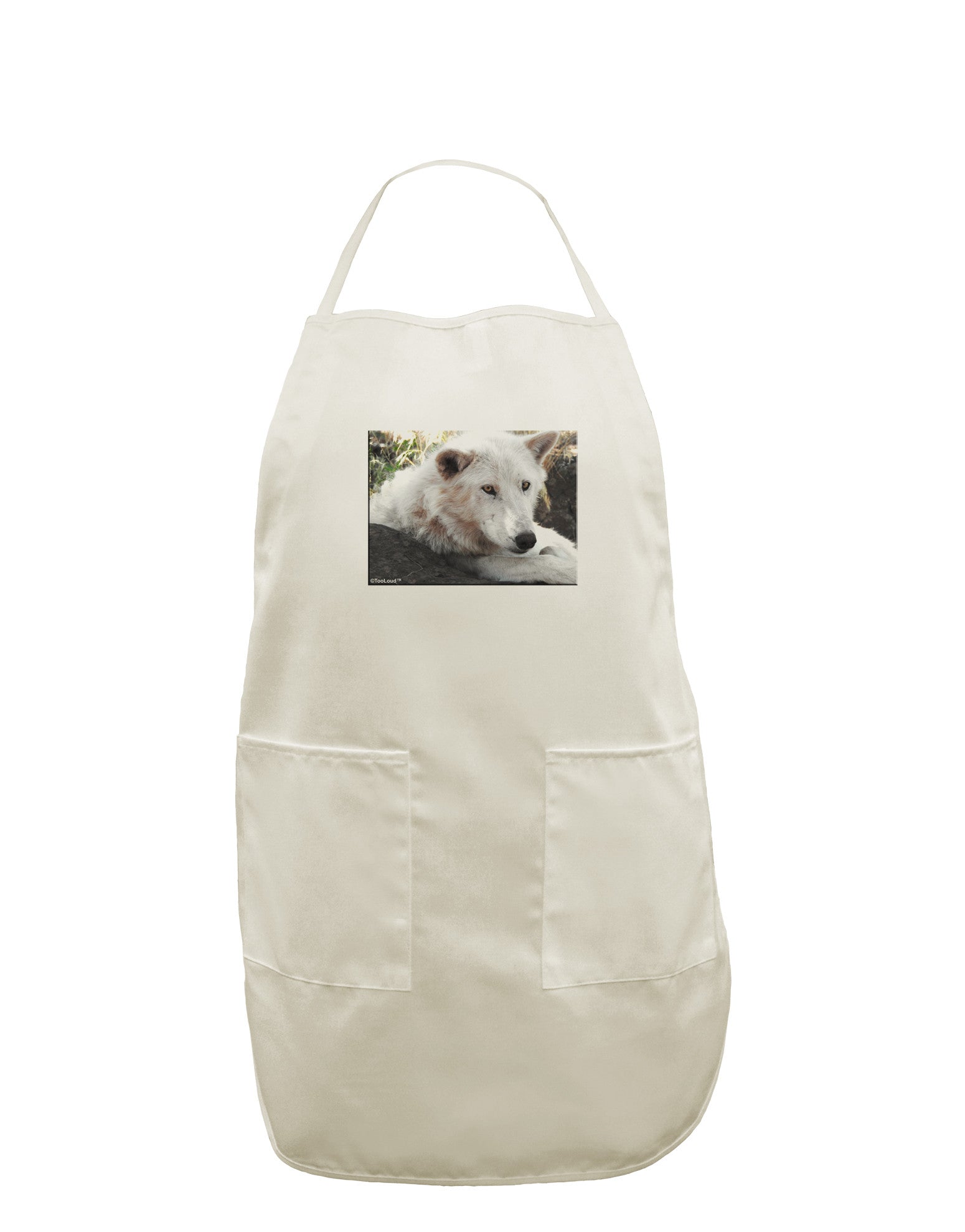 Laying White Wolf White Plus Size Apron-Bib Apron-TooLoud-White-OSFM-PlusSize-Davson Sales