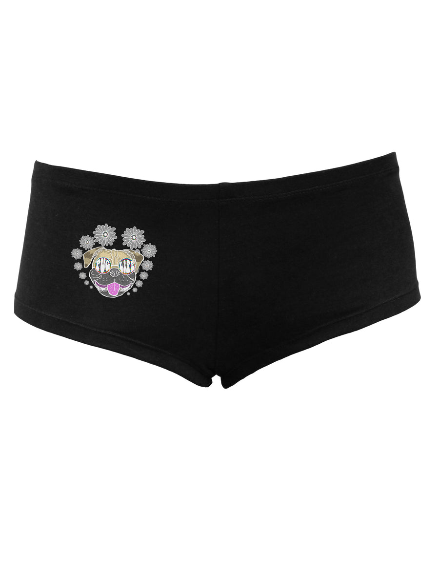 TooLoud Pug Life Hippy Womens Dark Boyshorts-Boyshorts-TooLoud-Black-Small-Davson Sales