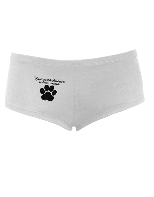 I Just Want To Drink Wine And Save Animals Women's Boyshorts by TooLoud-Boyshorts-TooLoud-White-Small-Davson Sales