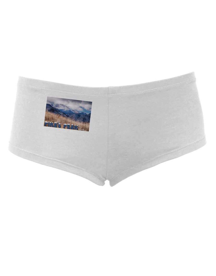 Pikes Peak CO Mountains Text Women's Boyshorts by TooLoud-Boyshorts-TooLoud-White-Small-Davson Sales