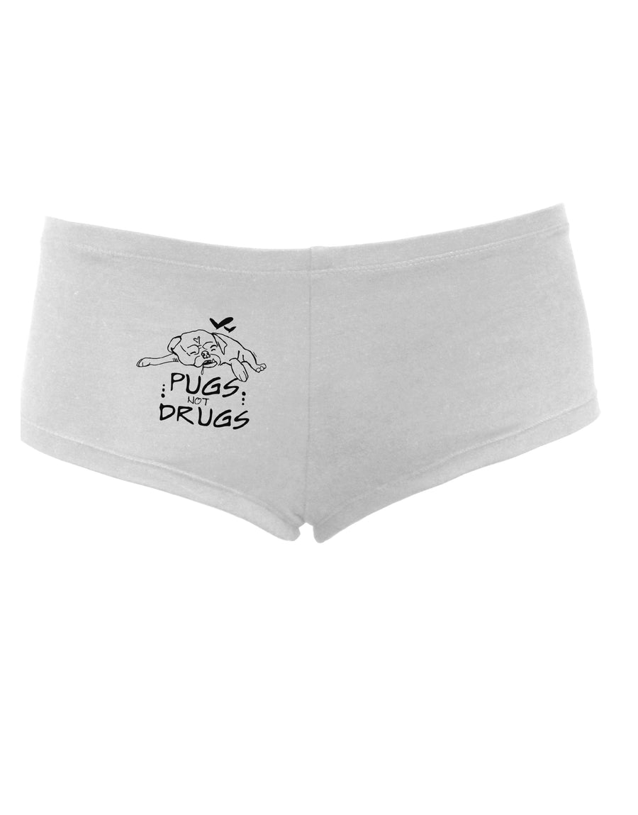 TooLoud Pugs Not Drugs Womens Boyshorts-Boyshorts-TooLoud-White-Small-Davson Sales