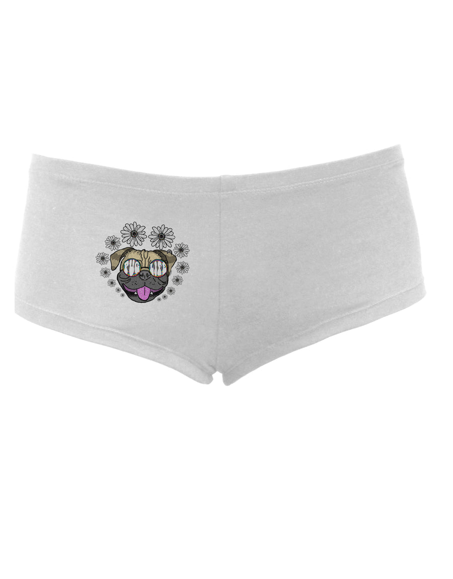 TooLoud Pug Life Hippy Womens Boyshorts-Boyshorts-TooLoud-White-Small-Davson Sales