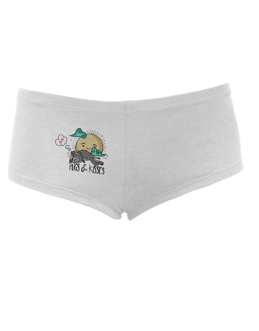 TooLoud Pugs and Kisses Womens Boyshorts-Boyshorts-TooLoud-White-Small-Davson Sales