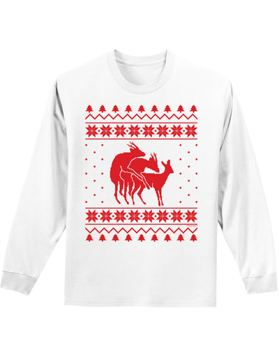 Reindeer Threesome - Ugly Christmas Sweater Inspired Long Sleeve Shirt-Long Sleeve Shirt-TooLoud-White-Small-Davson Sales