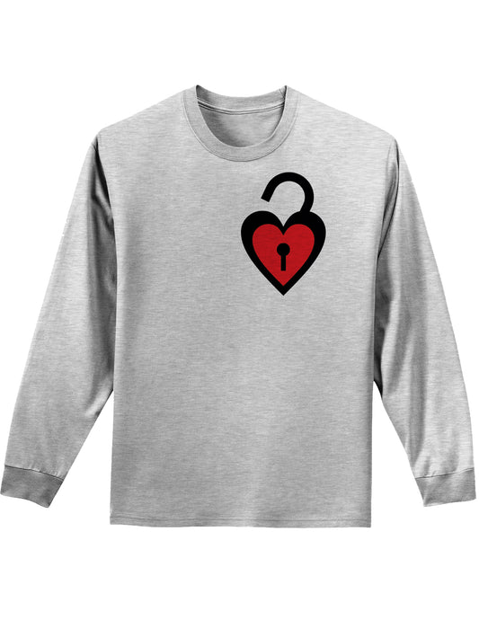 Couples Heart Lock and Key Long Sleeve Shirt - Lock or Key-Long Sleeve Shirt-TooLoud-Ash Gray Lock-Small-Davson Sales