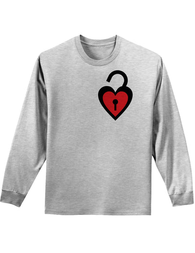 Couples Heart Lock and Key Long Sleeve Shirt - Lock or Key-Long Sleeve Shirt-TooLoud-Ash Gray Lock-Small-Davson Sales
