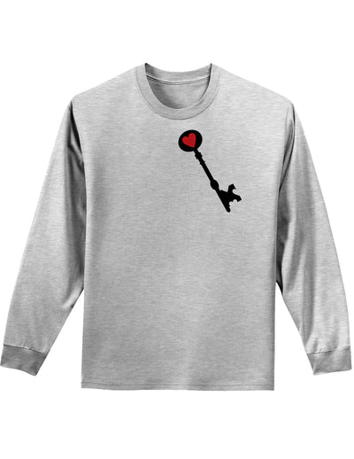 Couples Heart Lock and Key Long Sleeve Shirt - Lock or Key-Long Sleeve Shirt-TooLoud-Ash Gray Key-Small-Davson Sales
