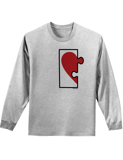 Couples Heart Puzzle Long Sleeve Shirt - Left Piece or Right Piece-Long Sleeve Shirt-TooLoud-Ash Gray Left Piece-Small-Davson Sales