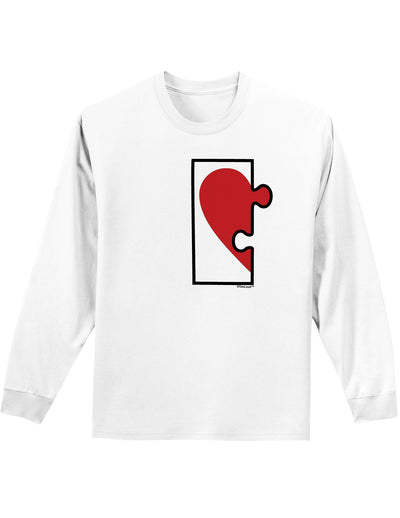 Couples Heart Puzzle Long Sleeve Shirt - Left Piece or Right Piece-Long Sleeve Shirt-TooLoud-White Left Piece-Small-Davson Sales