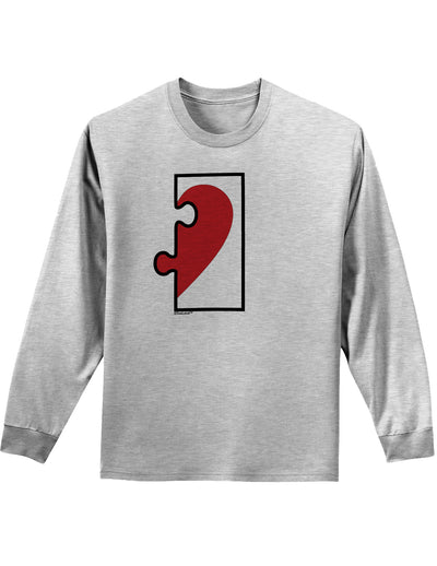 Couples Heart Puzzle Long Sleeve Shirt - Left Piece or Right Piece-Long Sleeve Shirt-TooLoud-Ash Gray Right Piece-Small-Davson Sales