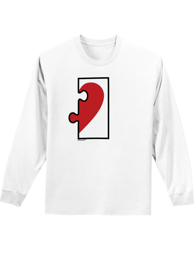 Couples Heart Puzzle Long Sleeve Shirt - Left Piece or Right Piece-Long Sleeve Shirt-TooLoud-White Right Piece-Small-Davson Sales