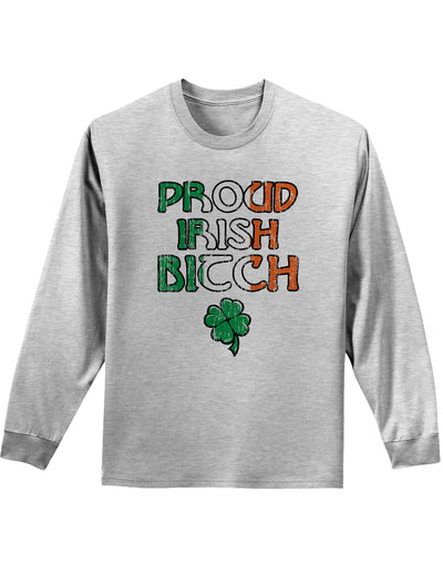 Proud Irish Bitch Unisex Long Sleeve Shirt-Long Sleeve Shirt-TooLoud-Ash Gray-Small-Davson Sales