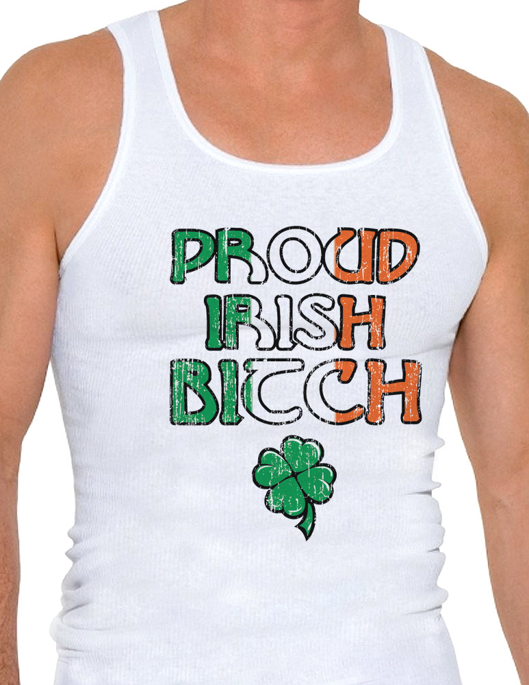Proud Irish Bitch Mens A-Shirt Ribbed Tank Top-Mens Ribbed Tank Top-TooLoud-Heather Gray-Small-Davson Sales