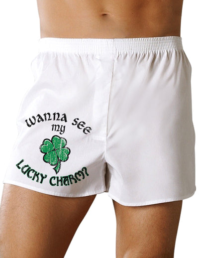 St Patricks Day Fun Men's Boxer Shorts Underwear - Choose your Print-Boxer Shorts-TooLoud-Small-Wanna-See-My-Lucky-Charm White-Davson Sales