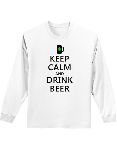 Keep Calm and Drink Beer Unisex Long Sleeve Shirt-Long Sleeve Shirt-TooLoud-White-Small-Davson Sales