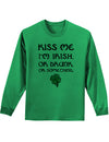 Kiss Me Im Irish or Drunk Unisex Long Sleeve Shirt-Long Sleeve Shirt-TooLoud-Kelly Green-Small-Davson Sales