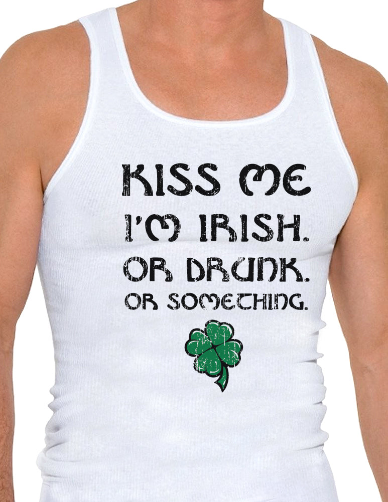 Kiss Me Im Irish or Drunk Mens A-Shirt Ribbed Tank Top-Mens Ribbed Tank Top-TooLoud-Heather Gray-Small-Davson Sales