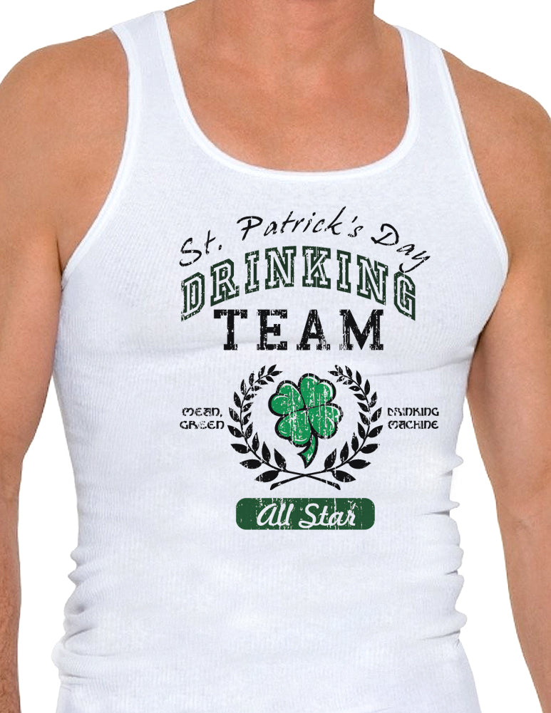 St Patricks Drinking Team Mens A-Shirt Ribbed Tank Top-Mens Ribbed Tank Top-TooLoud-Heather Gray-Small-Davson Sales