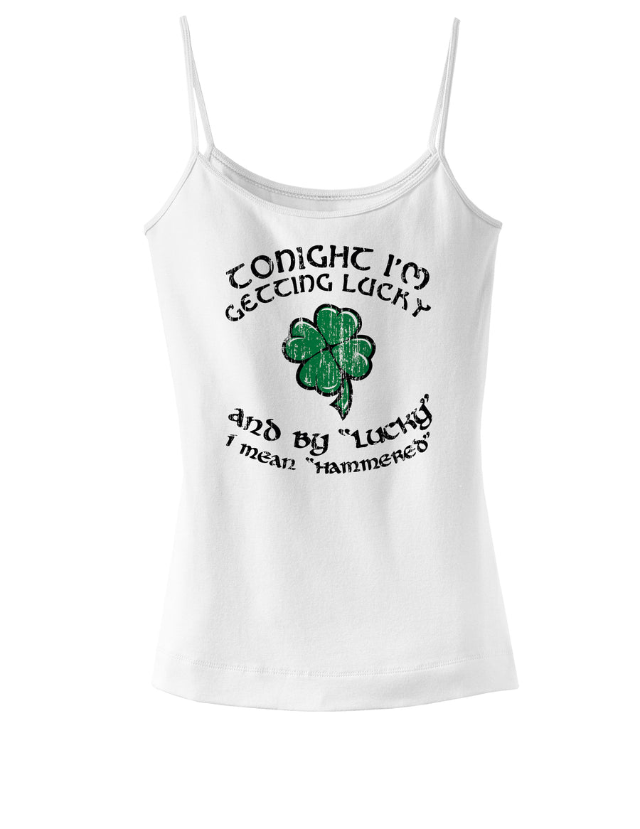 Getting Lucky Hammered Womens Spaghetti Strap Tank Top-Womens Spaghetti Strap Tanks-TooLoud-White-X-Small-Davson Sales