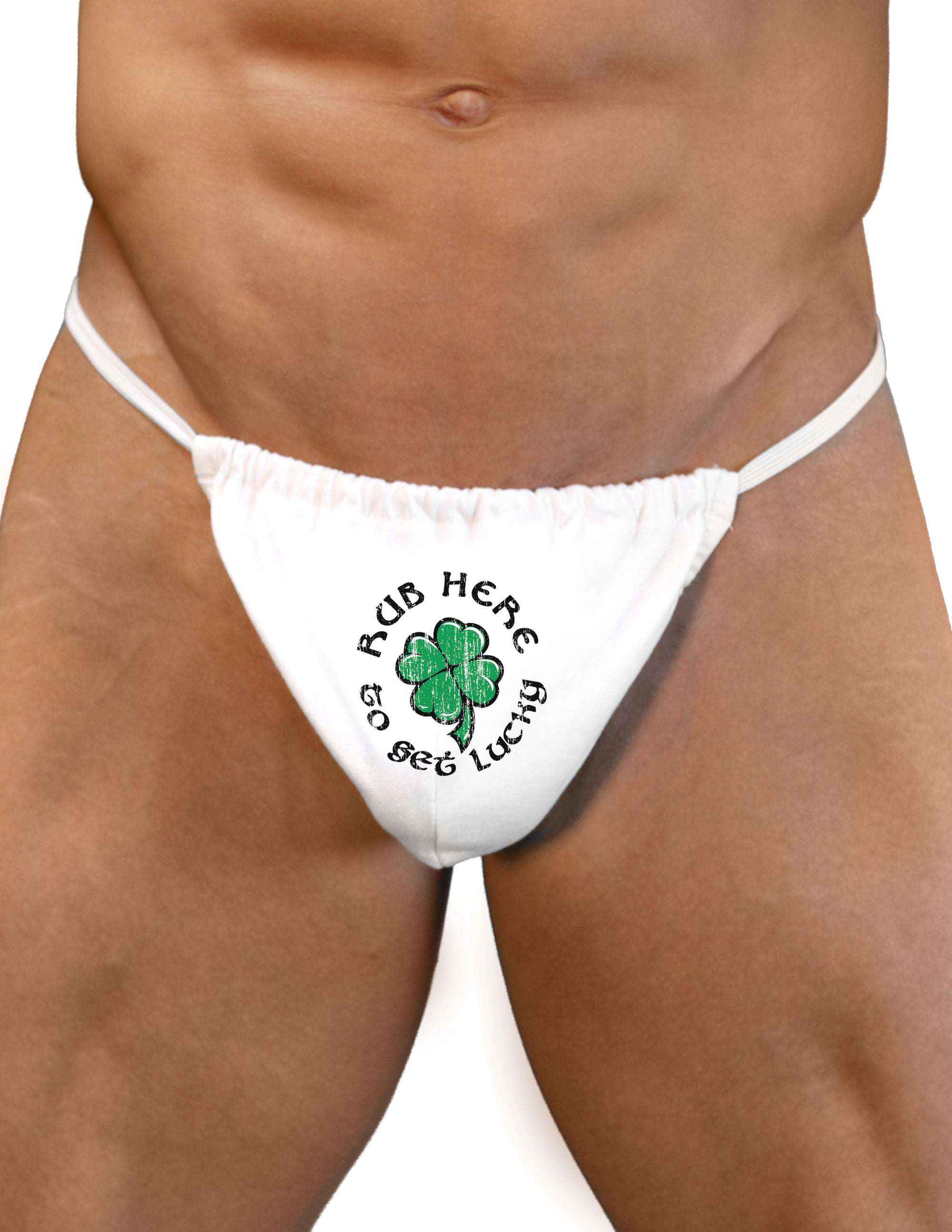 Rub Here to Get Lucky - Mens St Patricks Day G-String Underwear