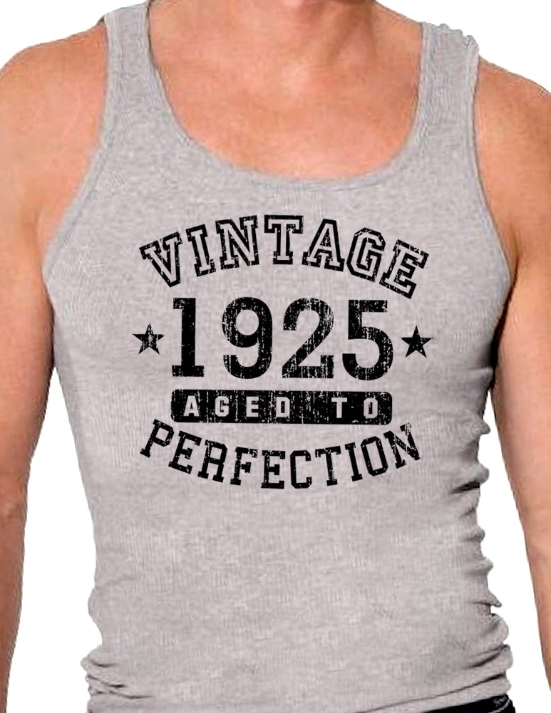 1925 - Vintage Birth Year Mens Ribbed Tank Top Brand-Mens Ribbed Tank Top-TooLoud-White-Small-Davson Sales