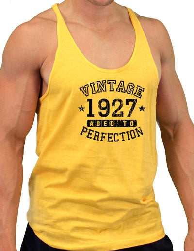 1927 - Vintage Birth Year Mens String Tank Top Brand-Men's String Tank Tops-TooLoud-Gold-Small-Davson Sales