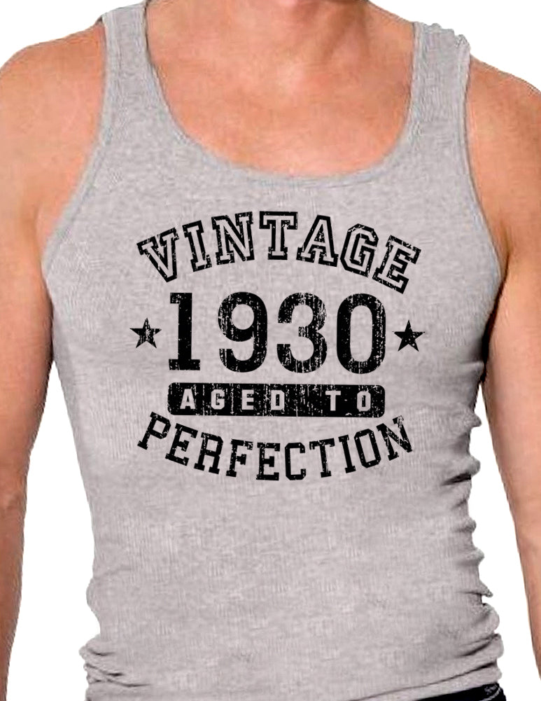 1930 - Vintage Birth Year Mens Ribbed Tank Top Brand-Mens Ribbed Tank Top-TooLoud-White-Small-Davson Sales