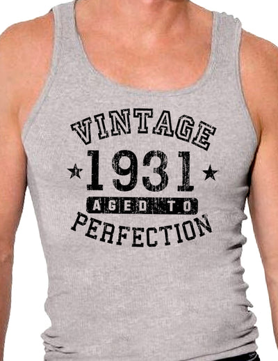 1931 - Vintage Birth Year Mens Ribbed Tank Top Brand-Mens Ribbed Tank Top-TooLoud-Heather-Gray-Small-Davson Sales