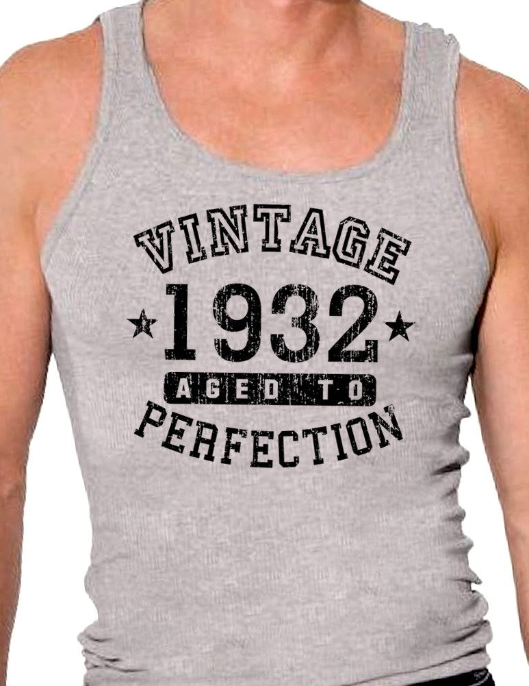 1932 - Vintage Birth Year Mens Ribbed Tank Top Brand-Mens Ribbed Tank Top-TooLoud-White-Small-Davson Sales