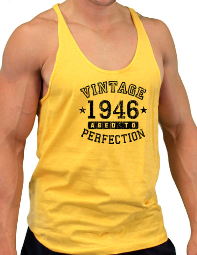 1946 - Vintage Birth Year Mens String Tank Top Brand-Men's String Tank Tops-TooLoud-Gold-Small-Davson Sales