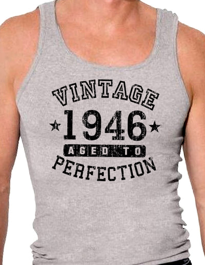 1946 - Vintage Birth Year Mens Ribbed Tank Top Brand-Mens Ribbed Tank Top-TooLoud-Heather-Gray-Small-Davson Sales